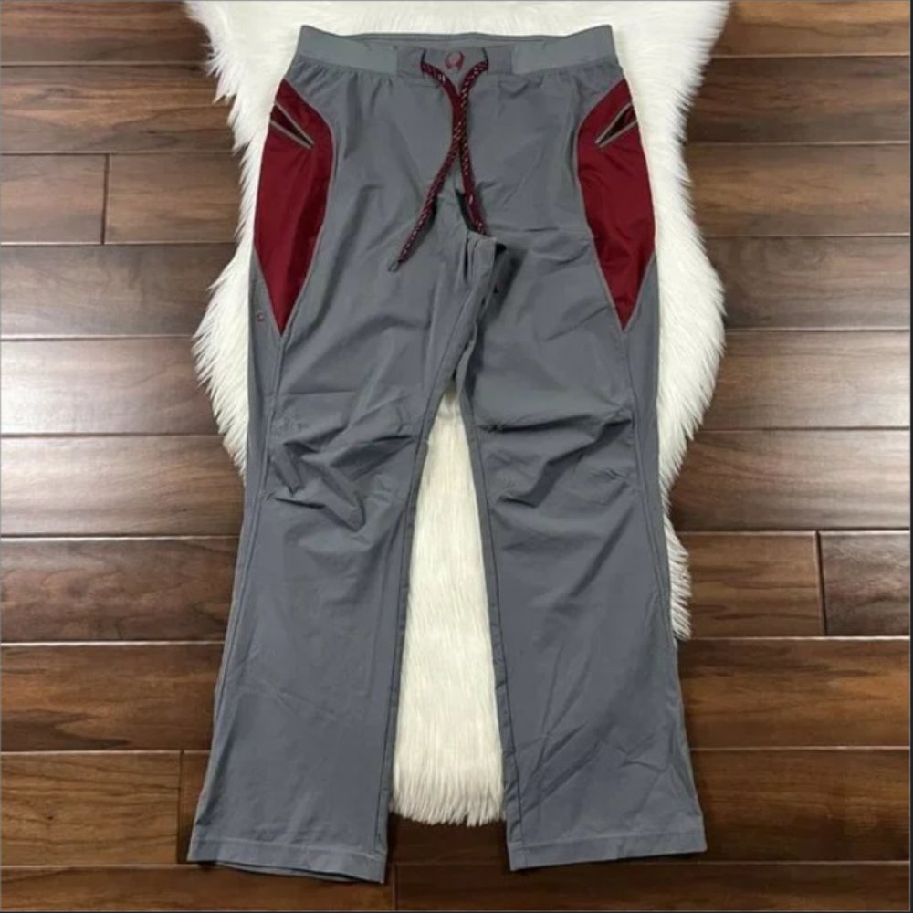 Hylete Size 32 Large Gray Maroon Side Zipper Pocket Pants Crossfit athletic clot